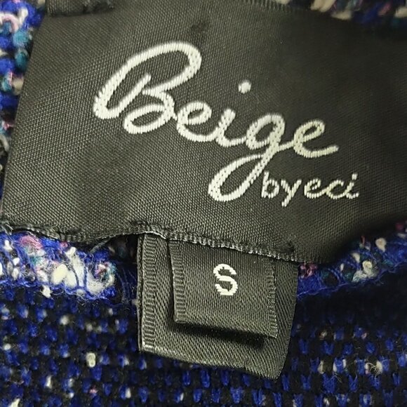 Beige By Eci Shift Dress Periwinkle Blue Pearl Button Side Pockets Size S - Picture 13 of 14